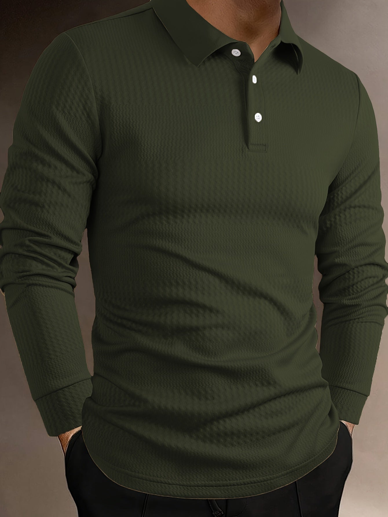 Herren Strukturiertes Langarm-Poloshirt | Slim Fit & Vielseitig | Smarter Look