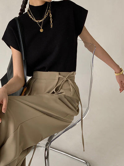 Ärmelloses Stricktop | Hoher Kragen & Fließende Passform | Minimalistisch & Elegant