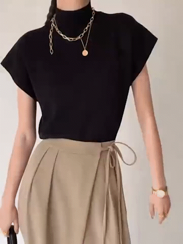 Ärmelloses Stricktop | Hoher Kragen & Fließende Passform | Minimalistisch & Elegant